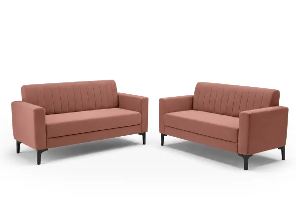 Tulip Upholstered Sofa Set in Rust Ruby Color